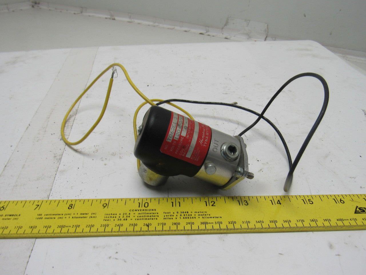 Humphrey T062E1 3 10 36 80 JB Solenoid Valve 0-125PSI 120V 50/60Hz 1/4" NPT