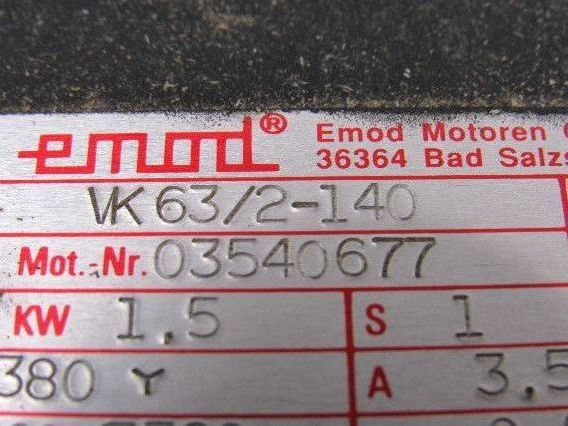 Emod VK63/2-140 1.5kW 380V 2800/3360RPM 50/60Hz Spindle Motor