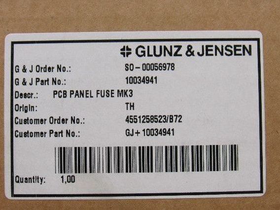 Glunz & Jensen 10034941 Rev D PCB Panel Fuse Board