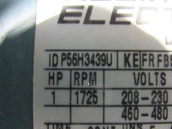 Reliance P56H3439U 5:1 Ratio 208-230/460V 1Hp 3Ph RH Output Gear Motor W/ Brake