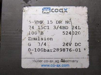 Coax 5-VMK 15DR NC 3/2 Way 0-100 Bar 24V Coil Solenoid Operated Pneumatic Valve