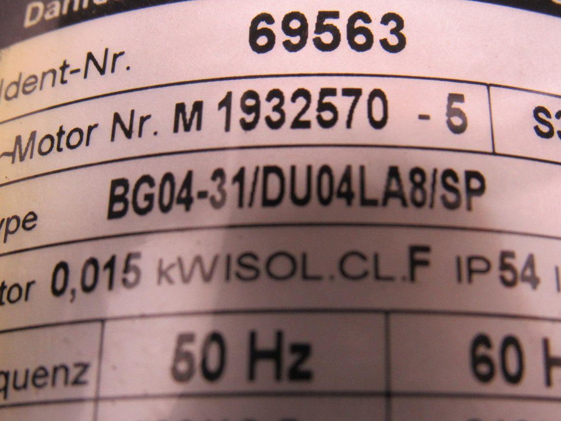 Danfoss Bauer BG04-31/DU04LA8/SP 0,015kW 810RPM 255-480V  50/60Hz Geared Motor