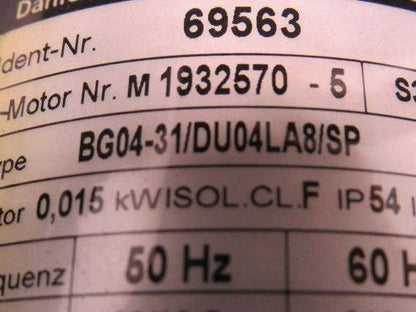 Danfoss Bauer BG04-31/DU04LA8/SP 0,015kW 810RPM 255-480V  50/60Hz Geared Motor