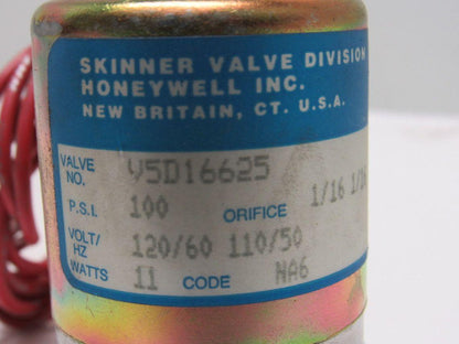 Honeywell/Skinner V5D16625 Solenoid Valve 100PSI 120V 1Ph 11 Watts