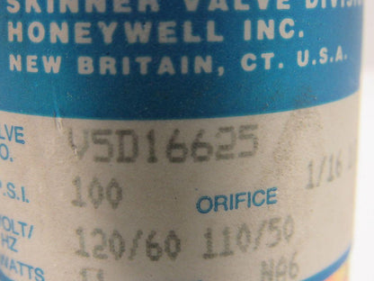 Honeywell/Skinner V5D16625 Solenoid Valve 100PSI 120V 1Ph 11 Watts