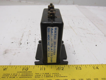American Autoguard E-CT-020 Power Transformer Ratio: 20:0 .025A 50-400Hz KV:0.6
