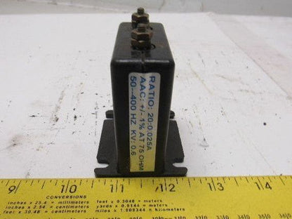 American Autoguard E-CT-020 Power Transformer Ratio: 20:0 .025A 50-400Hz KV:0.6