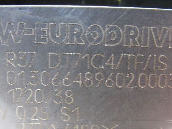 Sew Eurodrive R37 DT71C4/TF/IS 45:1 Ratio 0.25kW 38RPM 277/480V Gear Motor