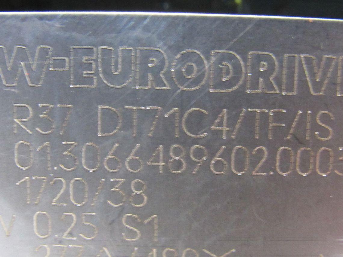 Sew Eurodrive R37 DT71C4/TF/IS 45:1 Ratio 0.25kW 38RPM 277/480V Gear Motor