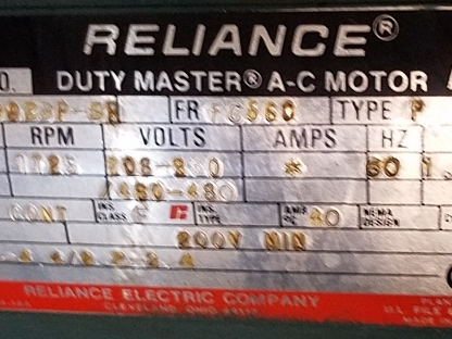 Reliance 56CM21B M626985001SR 1HP Gear Motor Box Drive w/ Brake 50:1 Ratio