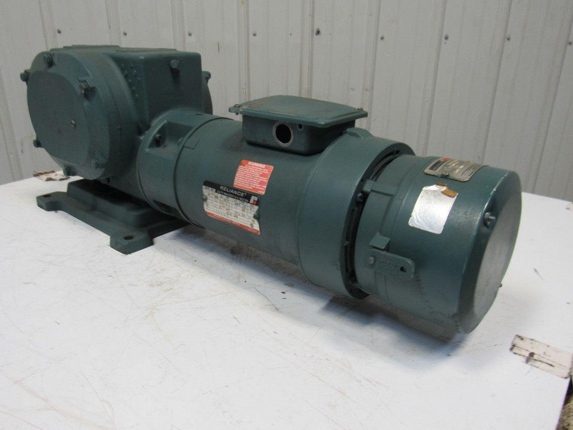 Reliance 56CM21B M626985001SR 1HP Gear Motor Box Drive w/ Brake 50:1 Ratio