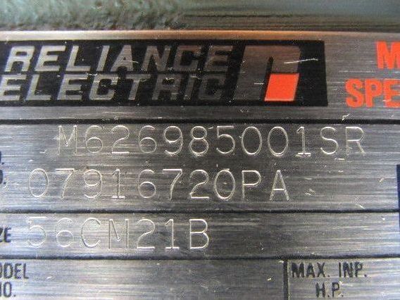 Reliance 56CM21B M626985001SR 1HP Gear Motor Box Drive w/ Brake 50:1 Ratio