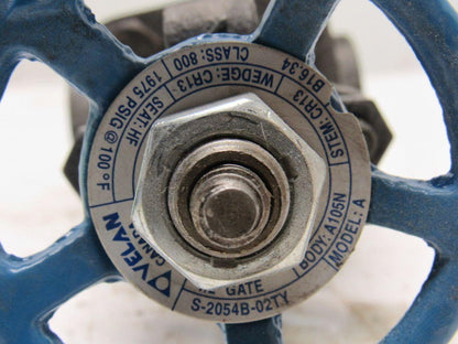 Velan S2054B-02TY Model A 1/2" Class 800 Gate Valve