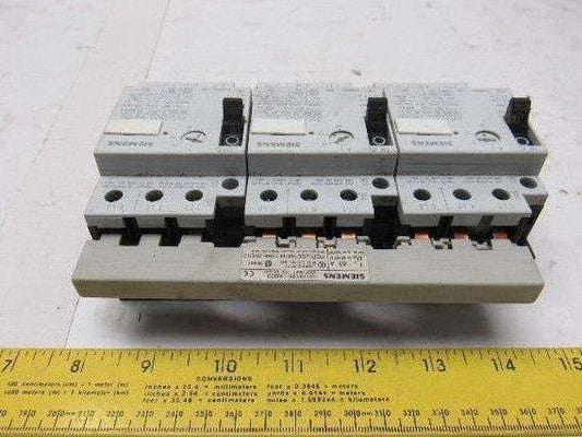 Siemens (1) 3VU1300-1NH00 & (2) 3VU1300-1MG00 Motor Starter W/Buss Connector