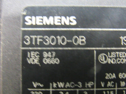 Siemens 3TF30 10E 3TF3010-0B Contactor 24VDC Coil 4 Pole