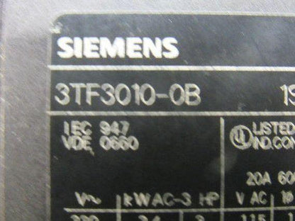 Siemens 3TF30 10E 3TF3010-0B Contactor 24VDC Coil 4 Pole