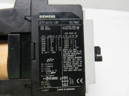 Siemens 3TF30 10E 3TF3010-0B Contactor 24VDC Coil 4 Pole