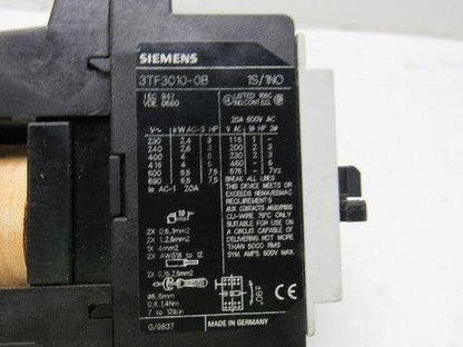 Siemens 3TF30 10E 3TF3010-0B Contactor 24VDC Coil 4 Pole