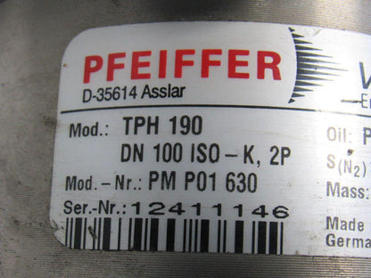 Pfeiffer TPH 190 190 l/s Flow Rate Turbomolecular Vacuum Pump & Vibration Damper