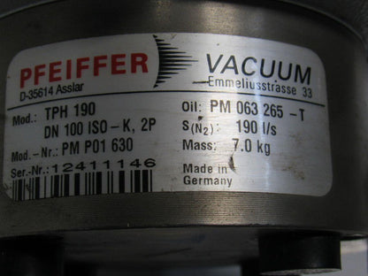 Pfeiffer TPH 190 190 l/s Flow Rate Turbomolecular Vacuum Pump & Vibration Damper