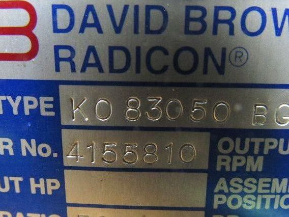 David Brown Radicon 1100:1 Double Reduction Speed Gear Reducer 1.6 RPM Output