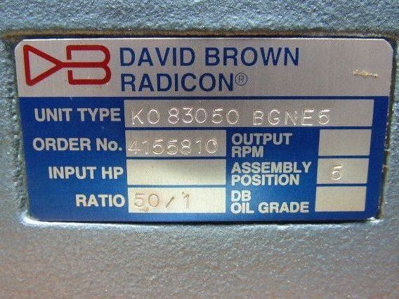 David Brown Radicon 1100:1 Double Reduction Speed Gear Reducer 1.6 RPM Output