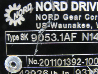 Nord SK 9053.1AF 1Hp 230/460V 931.87:1 Ratio 1.85 RPM 3" Thru Output Gear Motor