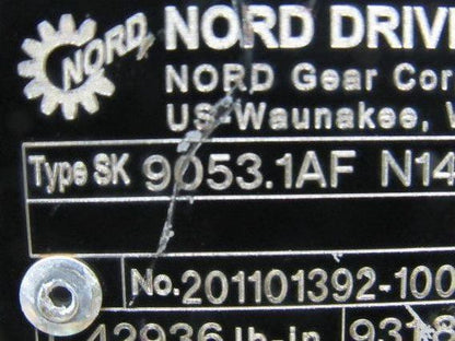 Nord SK 9053.1AF 1Hp 230/460V 931.87:1 Ratio 1.85 RPM 3" Thru Output Gear Motor
