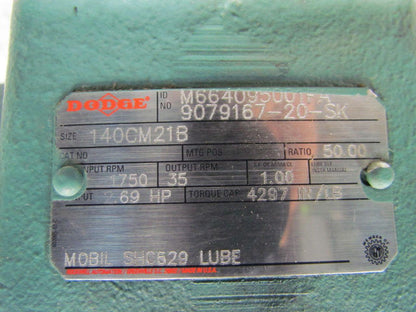 Reliance 140CM21B 1HP Electric Motor Gear Box Drive w/ Brake 50:1 Ratio 031395