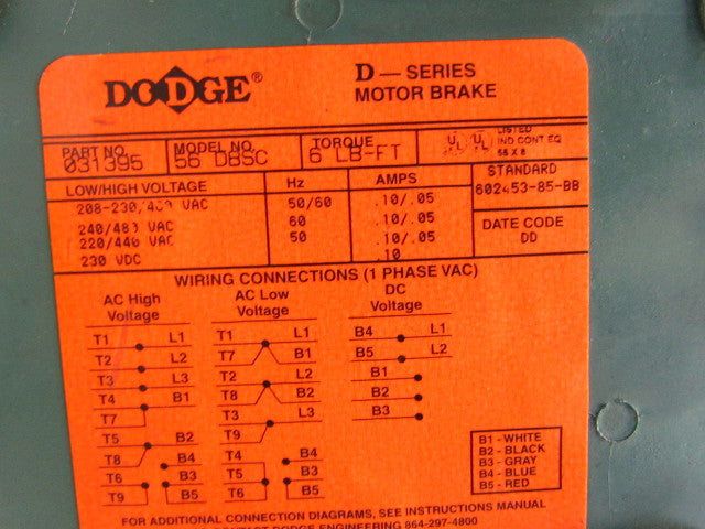 Reliance 140CM21B 1HP Electric Motor Gear Box Drive w/ Brake 50:1 Ratio 031395
