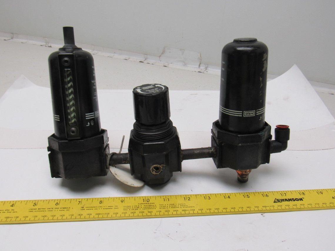 ARO 200 PSI 13.8 Bar Steel Bowl Airline Filter Regulator Lubricator FRL