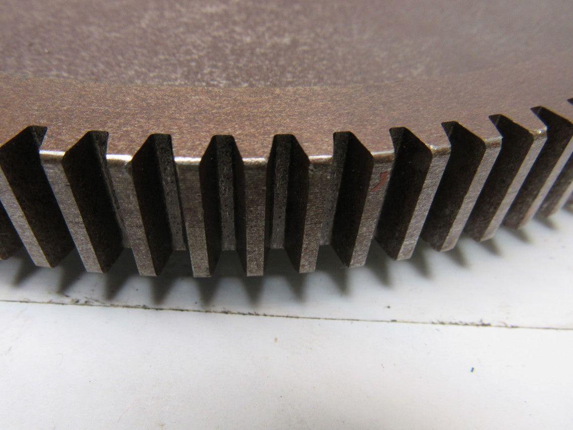 9" OD 114 T 28mm Smooth Bore Spur Gear 1/4" Pitch With Dog Clutch See Info