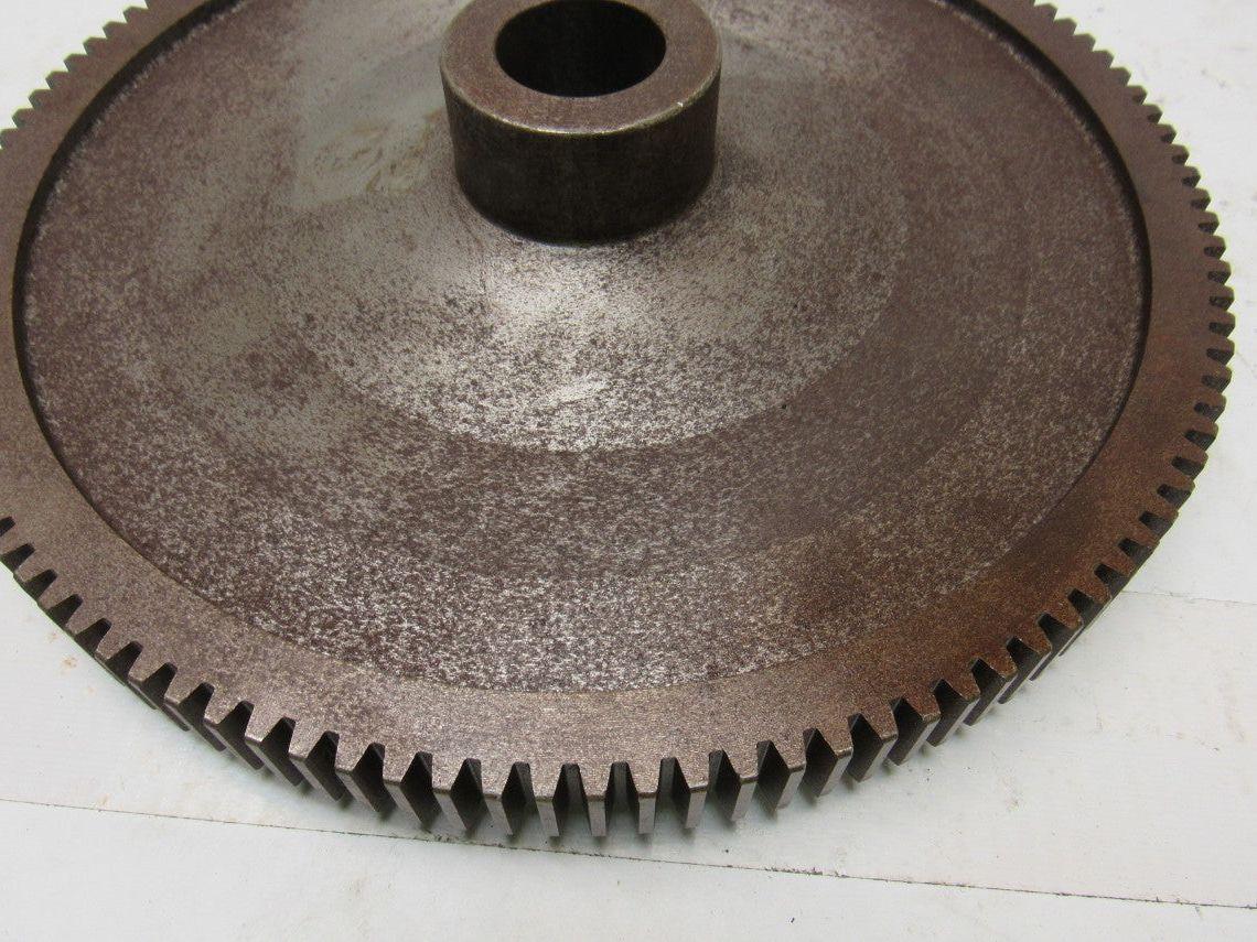 9" OD 114 T 28mm Smooth Bore Spur Gear 1/4" Pitch With Dog Clutch See Info