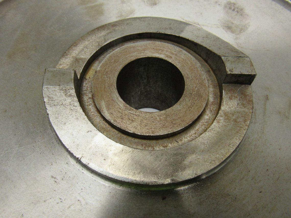 9" OD 114 T 28mm Smooth Bore Spur Gear 1/4" Pitch With Dog Clutch See Info