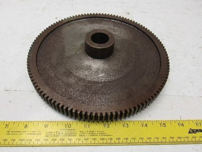 9" OD 114 T 28mm Smooth Bore Spur Gear 1/4" Pitch With Dog Clutch See Info