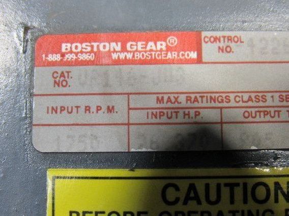 Boston Gear VR146 JV3 1:1 Ratio 1750RPM Input 25Hp Max Right Angle Gearbox