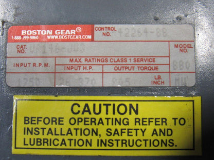 Boston Gear VR146 JV3 1:1 Ratio 1750RPM Input 25Hp Max Right Angle Gearbox