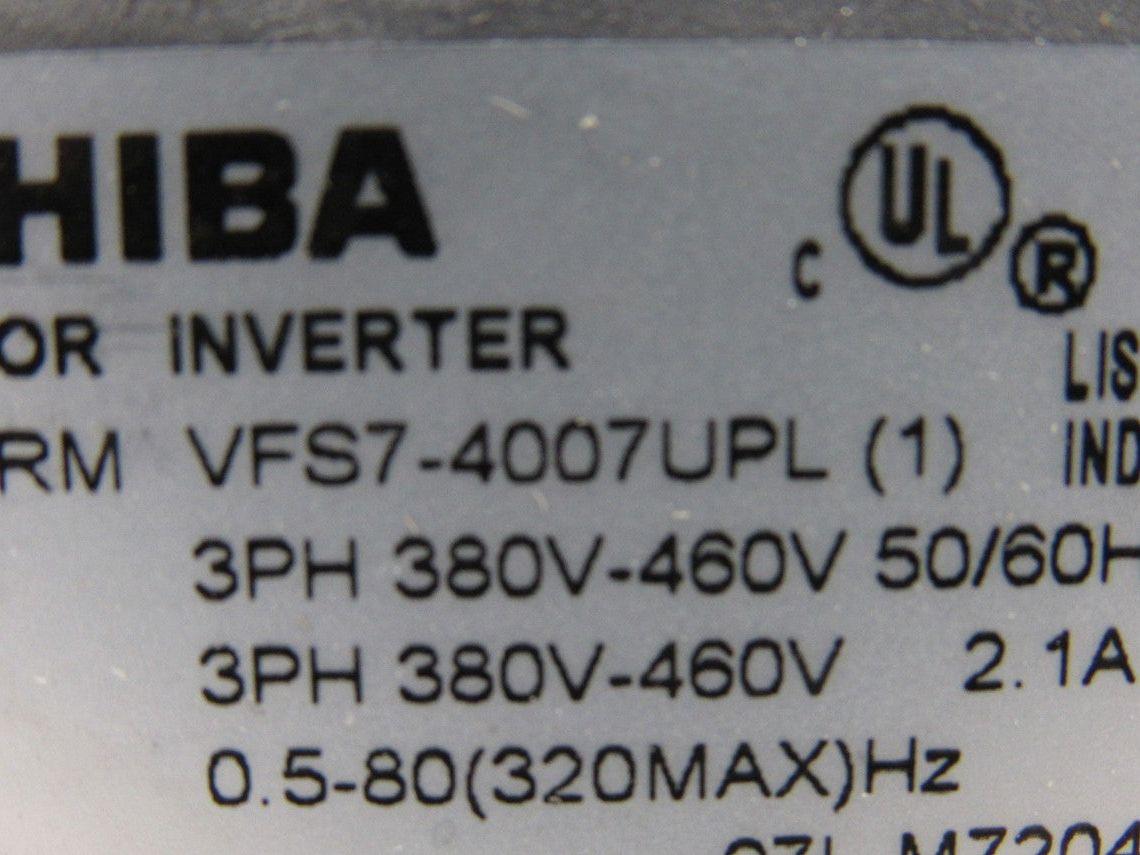 Toshiba VFS7-4007UPL 3Ph 380-460V Input 0.5-80Hz 320MAx Variable Frequency Drive