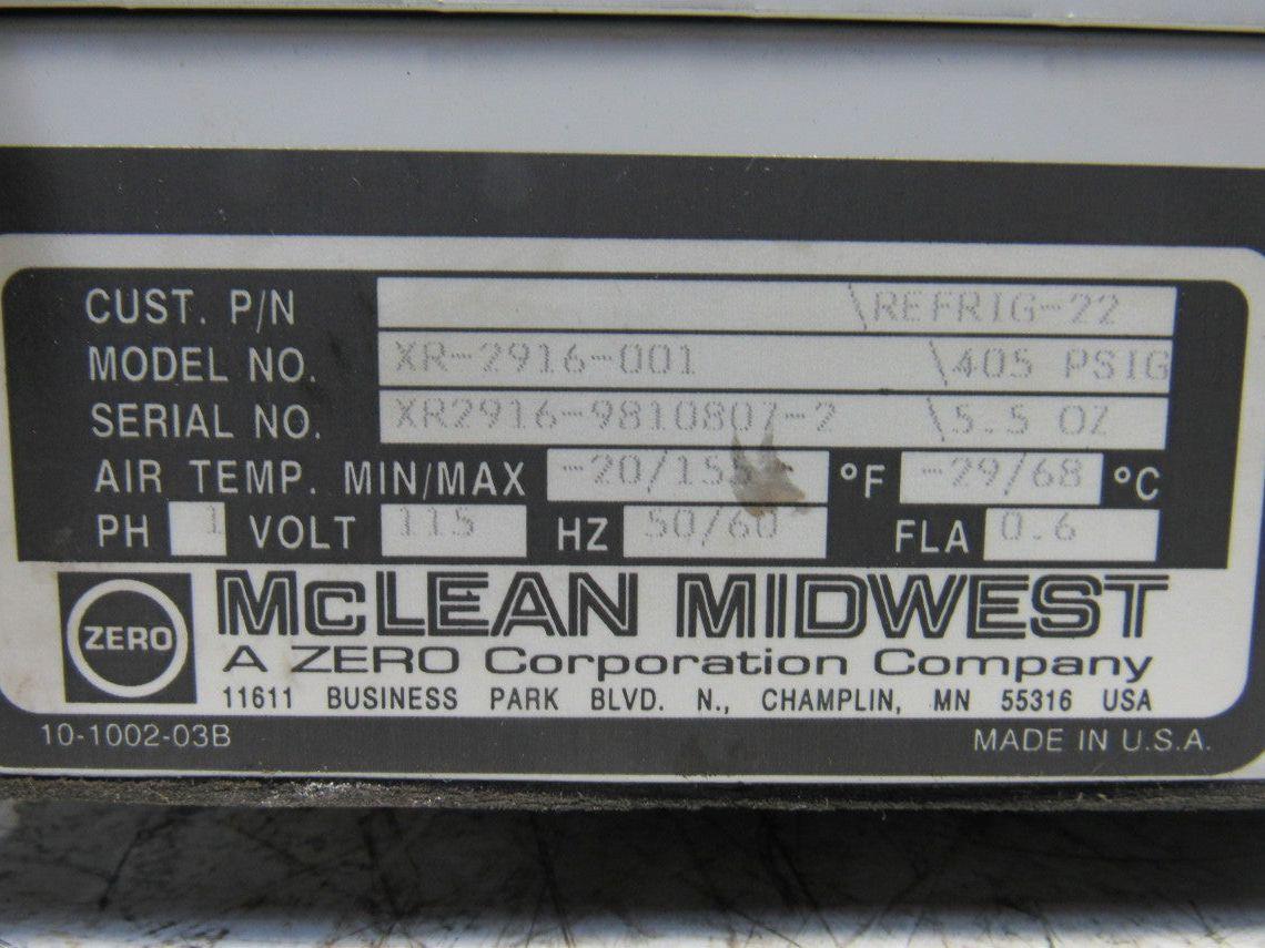 McLean XR-2916-001 115V 1Ph Electric Enclosure Low Profile Heat Exchanger AC
