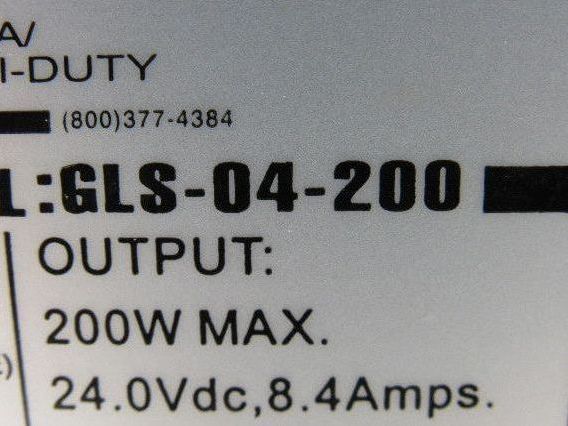 Sola Hevi-Duty GLS-04-200 Switching Power Supply 200W 24V 8.4A