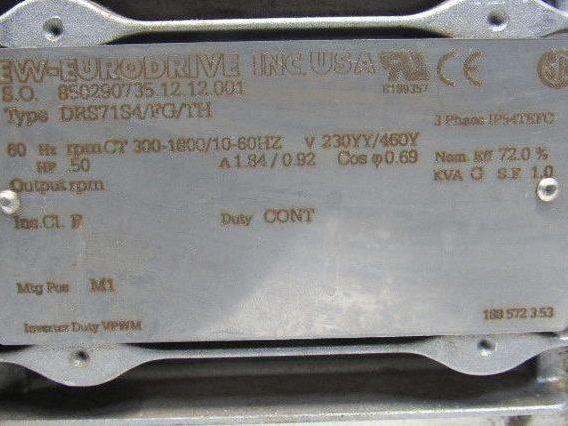 Sew Eurodrive DRS71S4/FG/TH 23:1 Ratio .50Hp 230/460V Dual Output Gear Motor