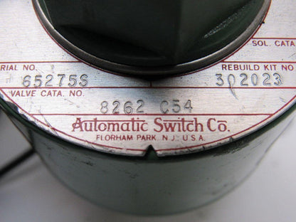 ASCO 8262C54 110V 50/60Hz WOG 40-50PSI 1/4" NPT Solenoid Valve