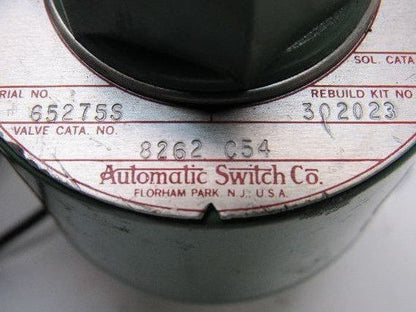 ASCO 8262C54 110V 50/60Hz WOG 40-50PSI 1/4" NPT Solenoid Valve