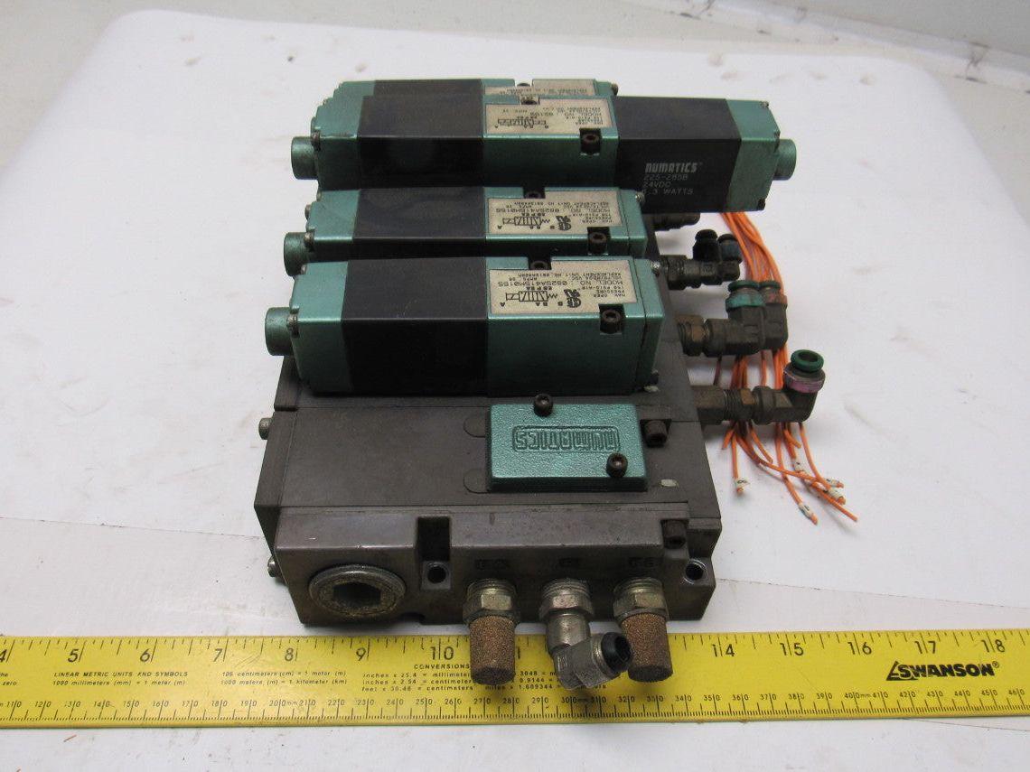 Numatics 082SA415M015S 4/2 Position 4 Valve Manifold Bank 24 VDC Assembly