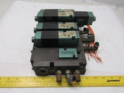 Numatics 082SA415M015S 4/2 Position 4 Valve Manifold Bank 24 VDC Assembly