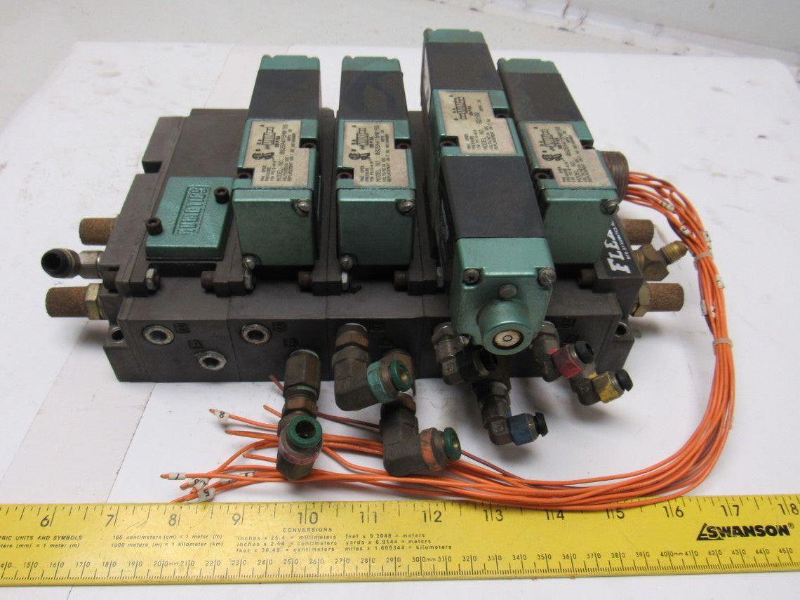 Numatics 082SA415M015S 4/2 Position 4 Valve Manifold Bank 24 VDC Assembly