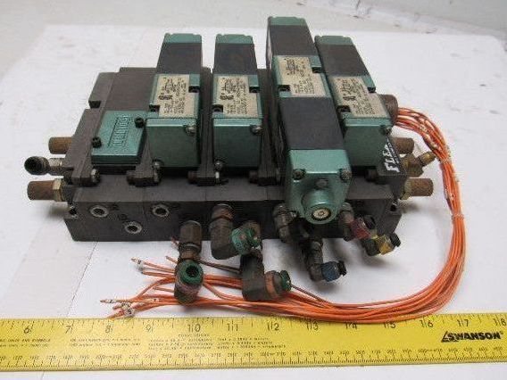 Numatics 082SA415M015S 4/2 Position 4 Valve Manifold Bank 24 VDC Assembly