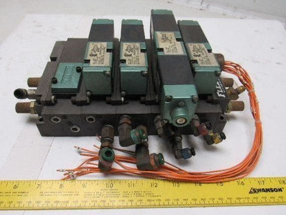 Numatics 082SA415M015S 4/2 Position 4 Valve Manifold Bank 24 VDC Assembly