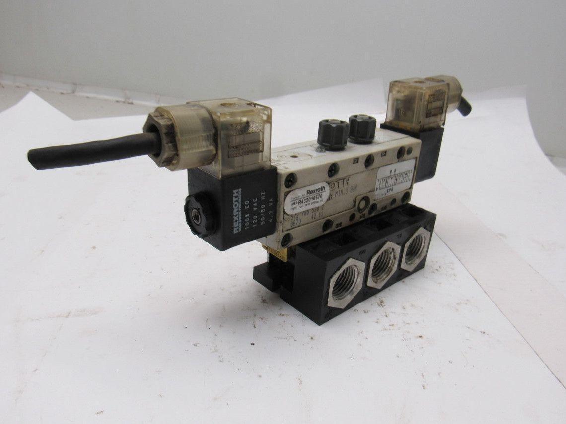 Rexroth R432016670 5/3 Position Closed Center Solenoid Operated Valve 120V Coil
