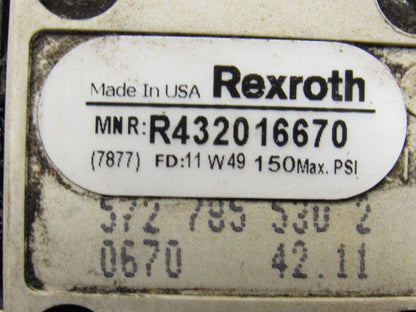 Rexroth R432016670 5/3 Position Closed Center Solenoid Operated Valve 120V Coil